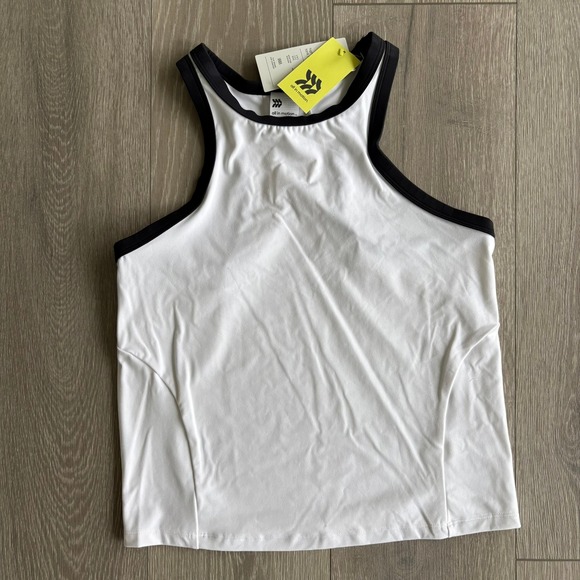 all in motion Tops - All in Motion Womens High Neck Tank Top White Black Trim Athletic Medium NEW